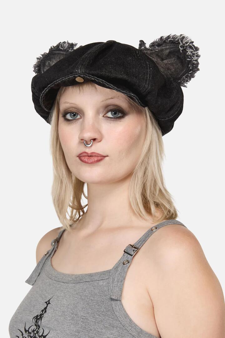 Image of Jeans. Productname: Denim Ear Hat in Black colour by brand - Dangerfield