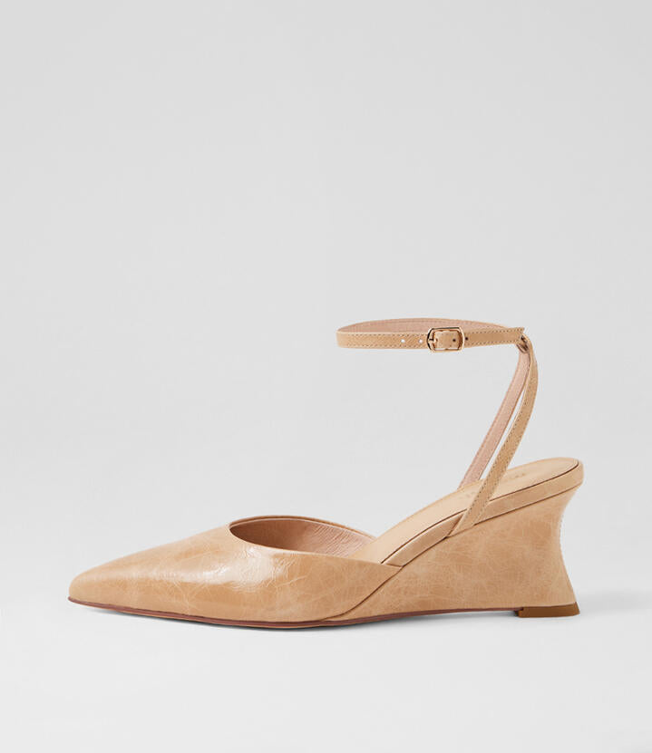 Image of Heels. Product name - Chere Camel Patent Leather Heels in Camel colour by brand - MOLLINI
