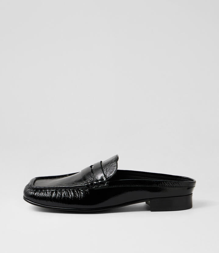 Image of Flats. Product name - Asteff Black Leather Loafers in Black colour by brand - MOLLINI