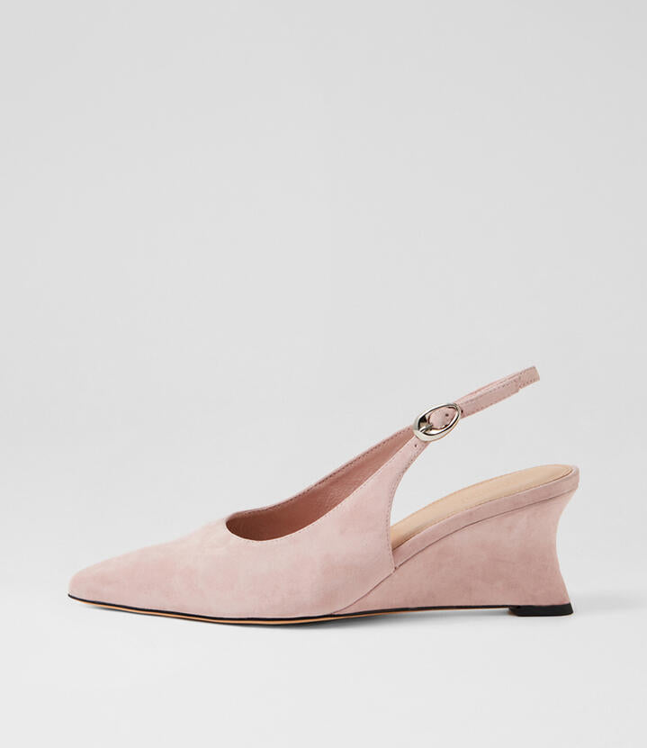 Image of Boots. Product name - Celein Pale Pink Suede Wedges in Pale Pink colour by brand - MOLLINI