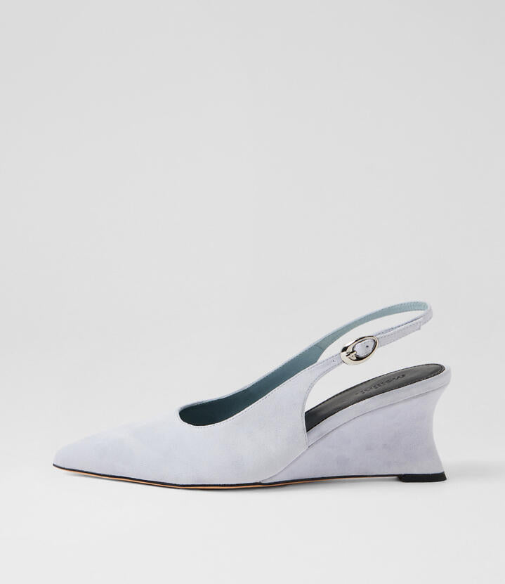 Image of Boots. Product name - Celein Pale Blue Smooth Wedges in Pale Blue colour by brand - MOLLINI