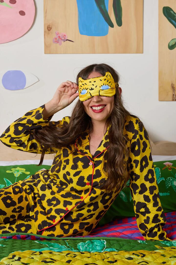 Image of Hair Accessories. Product name - Leopard Silk Eye Mask And Scrunchie set in Print colour by brand - Gorman