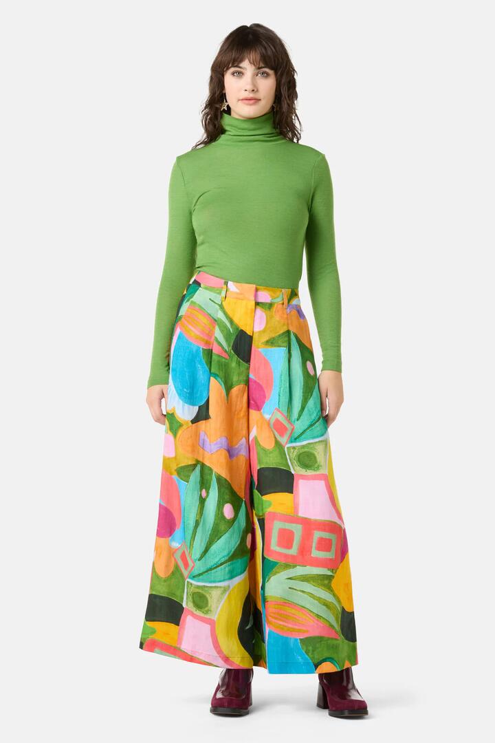 Image of a model wearing Pants. Product name - Warm Winter Printed Culotte in Print colour by brand - Gorman