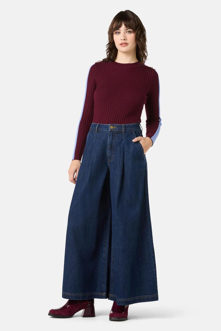 Image of Jeans. Product name - Gabrielle Denim Culotte in Denim colour by brand - Gorman