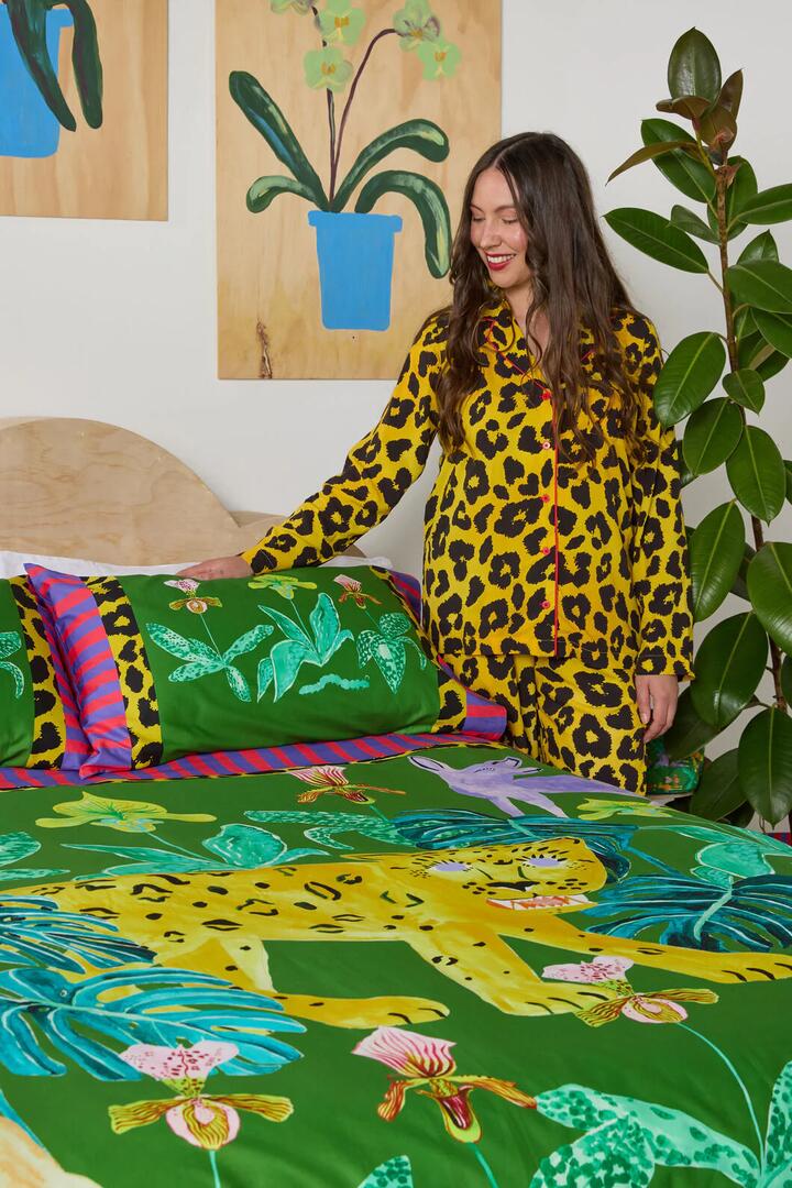 Image of Sleepwear & Loungewear. Product name - Leopard Long PJ Set in Print colour by brand - Gorman