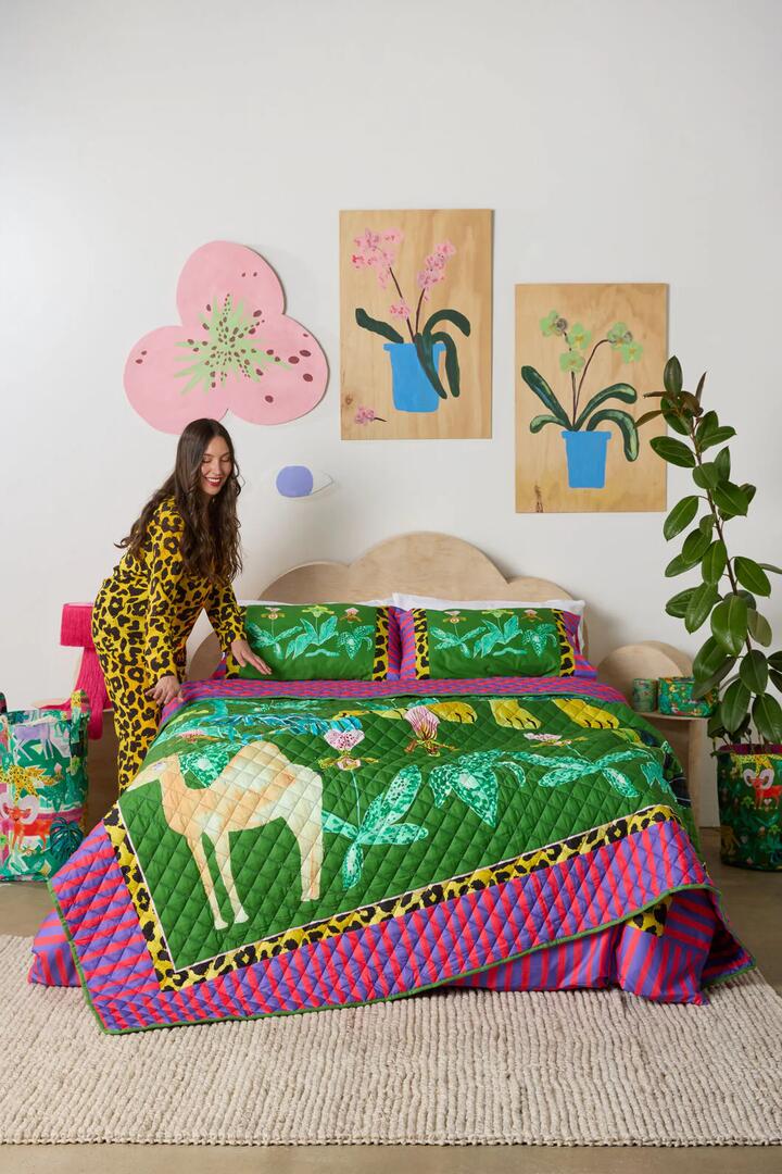 Image of Decor. Product name - Orchid Safari Quilted Coverlet S/D in Print colour by brand - Gorman