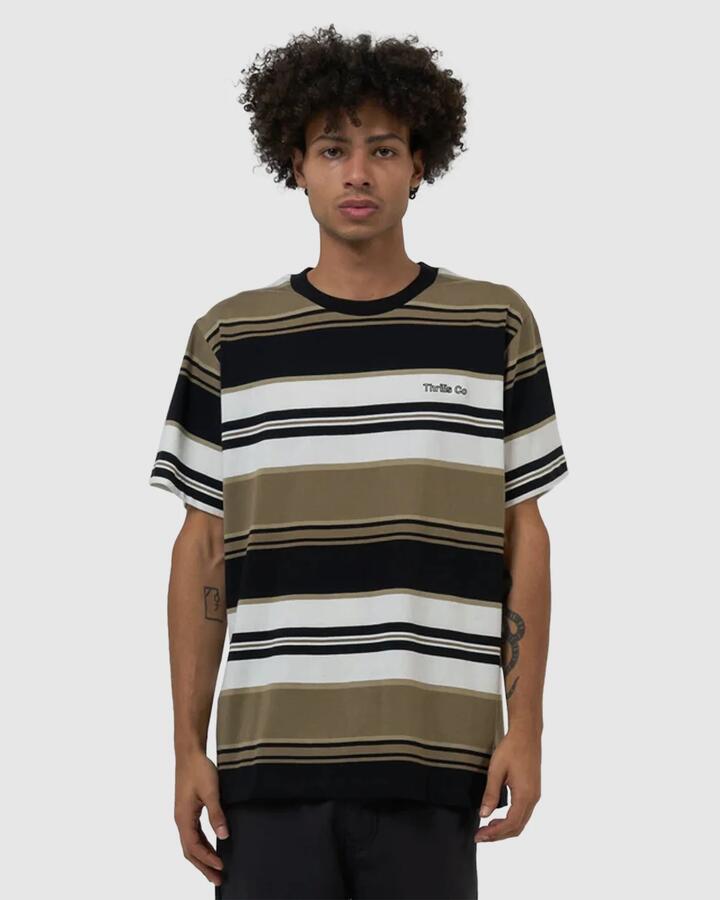 Image of T-Shirts. Product name - Thrills Mens Coordinates Stripe Merch Fit T-Shirt Desert in Desert colour by brand - Thrills