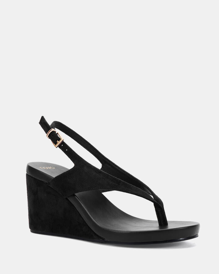 Image of Boots. Product name - Young Black Vegan Wedges in Black colour by brand - Novo