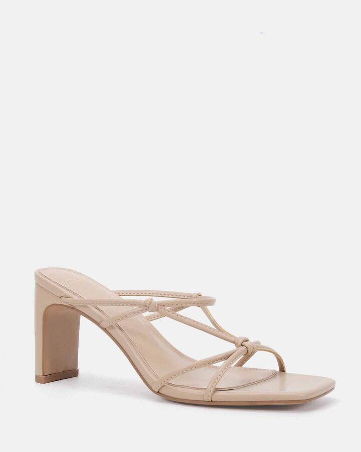Image of Heels. Product name - Macie Neutral Smooth Vegan Heels in Beige colour by brand - Novo