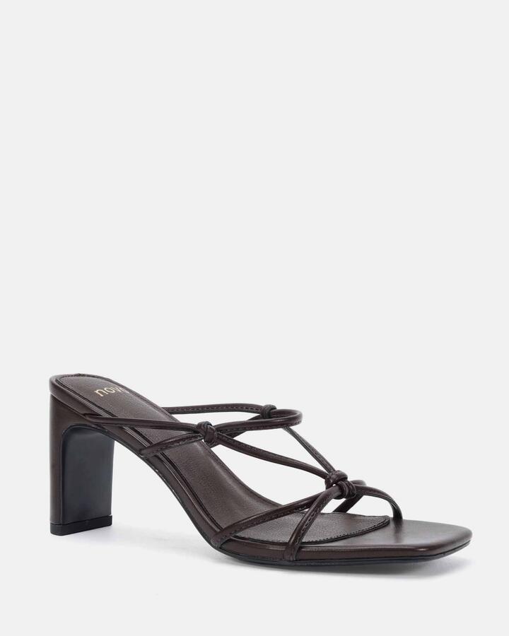 Image of Heels. Product name - Macie Espresso Vegan Heels in Espresso colour by brand - Novo