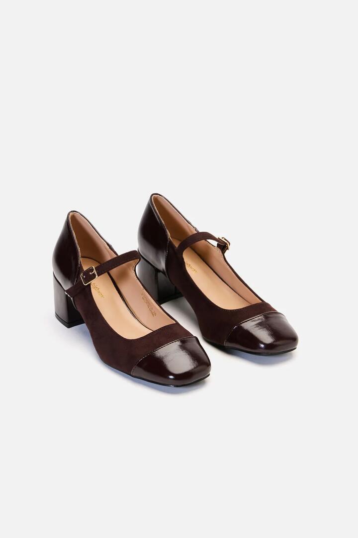 Image of Flats. Productname: Chocolate Two Fabric Mary Jane in Chocolate colour by brand - Princess Highway