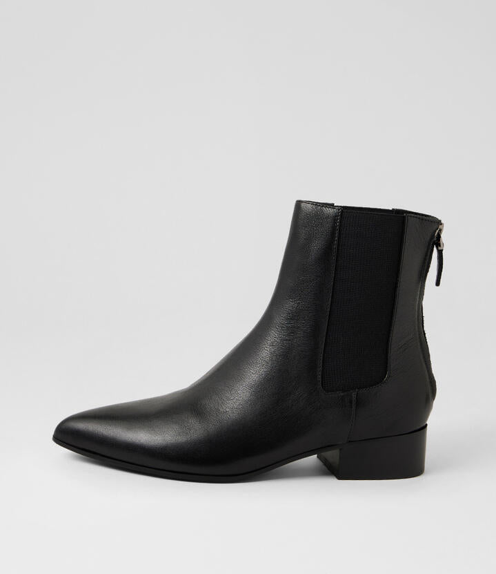 Image of Boots. Product name - Sarloa Black Leather Ankle Boots in Black colour by brand - MOLLINI