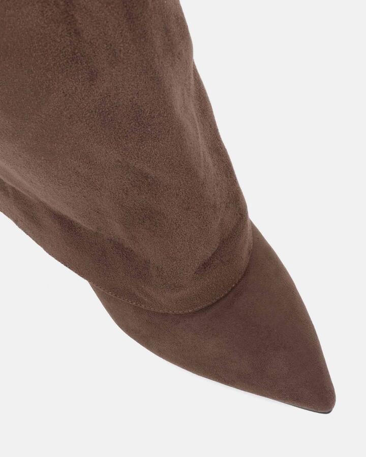Image of Boots. Product name - Osher Espresso Suede Vegan Boots in Espresso Suede colour by brand - Novo