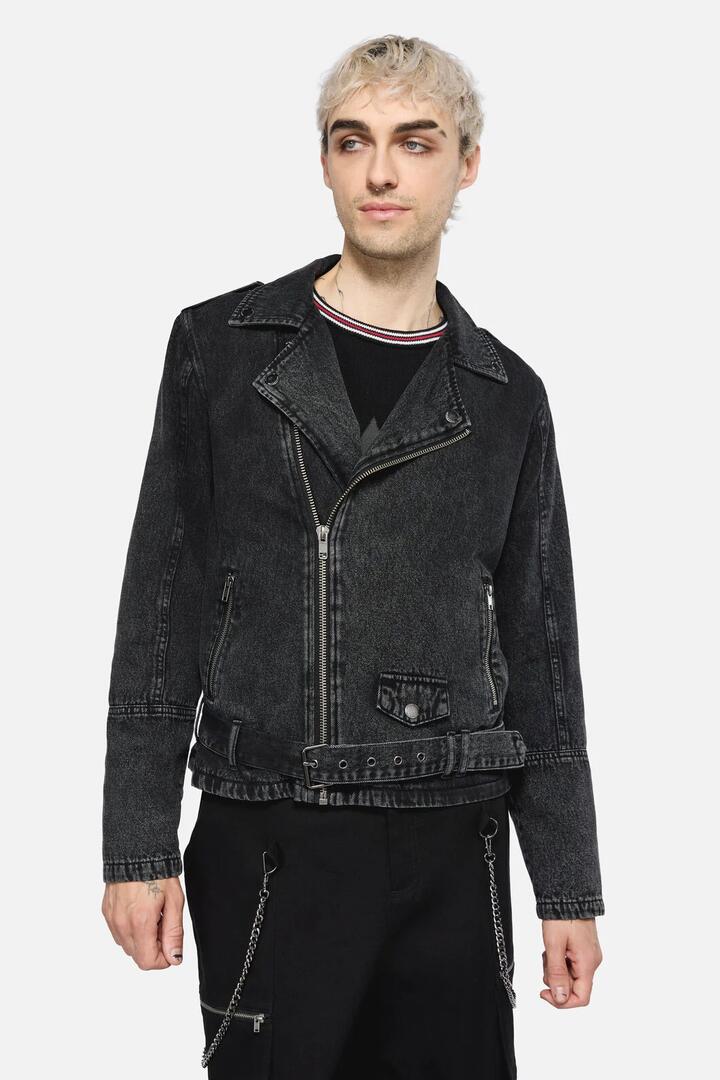 Image of Coats & Jackets. Productname: Punk Denim Moto Jacket in Black colour by brand - Dangerfield