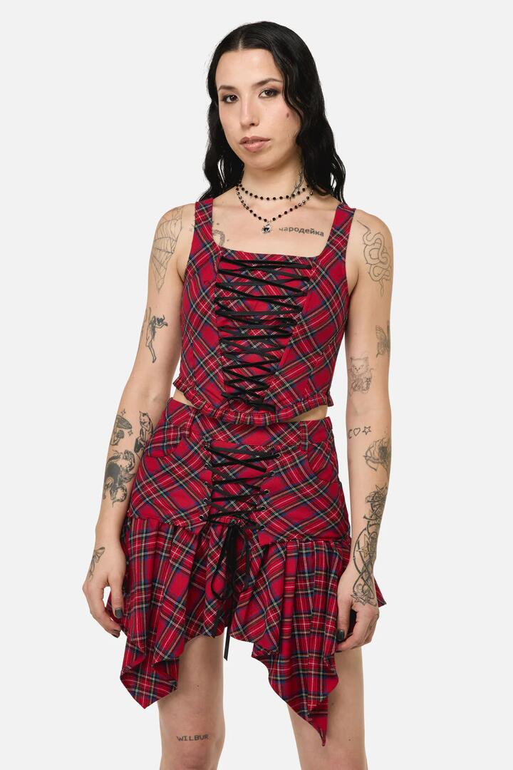Image of Lingerie. Productname: Rad Goth Tartan Corset in Black Red colour by brand - Black Friday