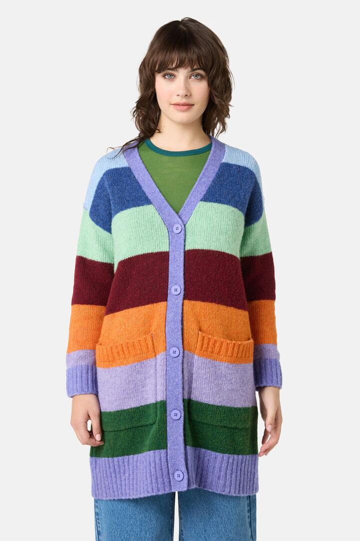 Image of Cardigans. Product name - Palette Pop Wide Stripe Cardigan in Stripe colour by brand - Gorman