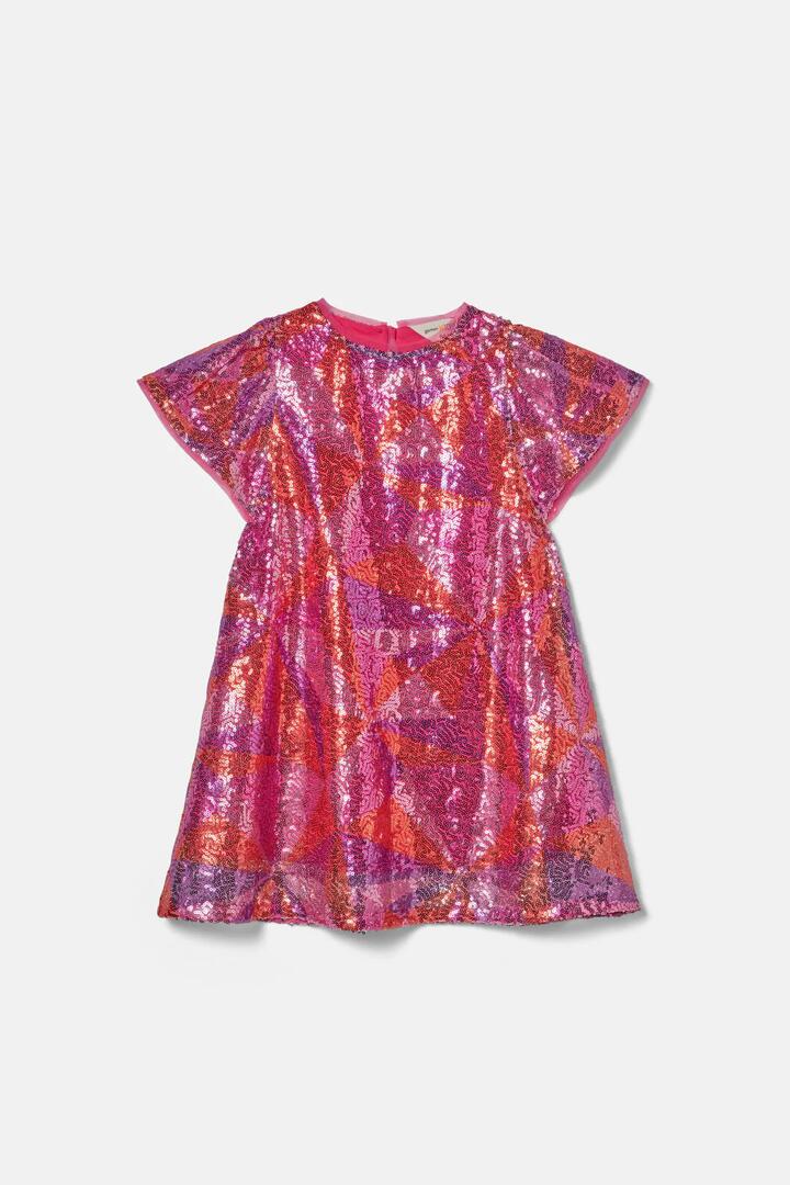 Image of Dresses. Product name - Circus Kids Sequins Dress in Pink colour by brand - Gorman