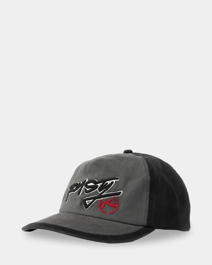 Image of Hats. Product name - Rusty Grif Graf Mid 90S Cap Washed Black in Washed Black colour by brand - Rusty