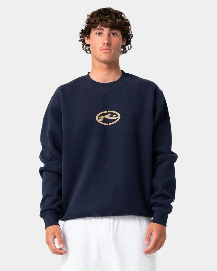 Image of Accessories. Product name - Rusty Mens Turbo Crew Neck Navy in Navy colour by brand - Rusty