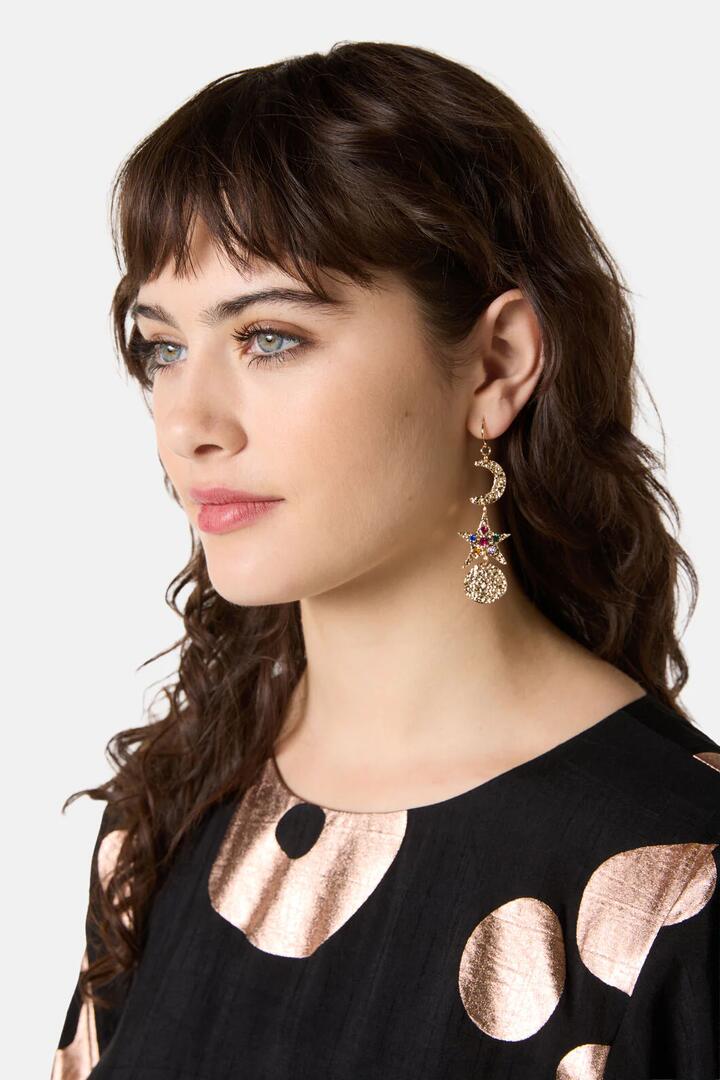 Image of Earrings. Product name - Blue Moon Earrings in Multi colour by brand - Gorman