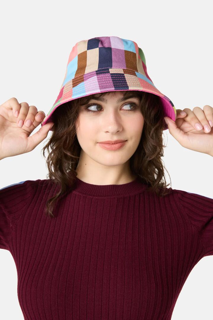 Image of Hats. Product name - Arty Check Bucket Hat in Multi colour by brand - Gorman
