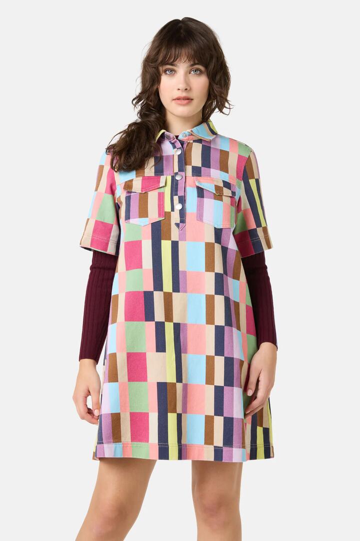 Image of Dresses. Product name - Arty Check Denim Shirt Dress in Print colour by brand - Gorman