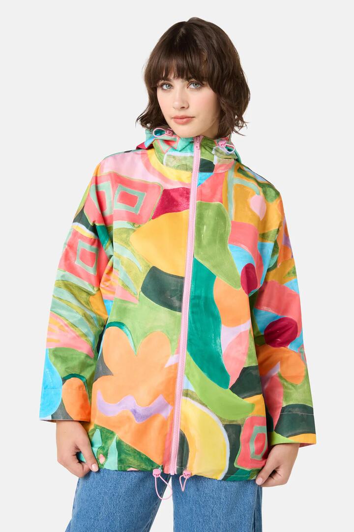 Image of a model wearing Rain Coats. Product name - Warm Winter Raincoat in Print colour by brand - Gorman