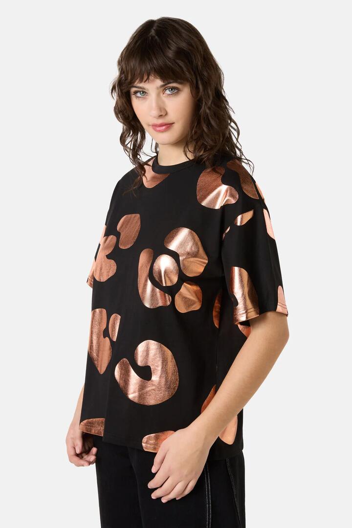 Image of T-Shirts. Product name - Leo Rising Foil Oversized Tee in Print colour by brand - Gorman