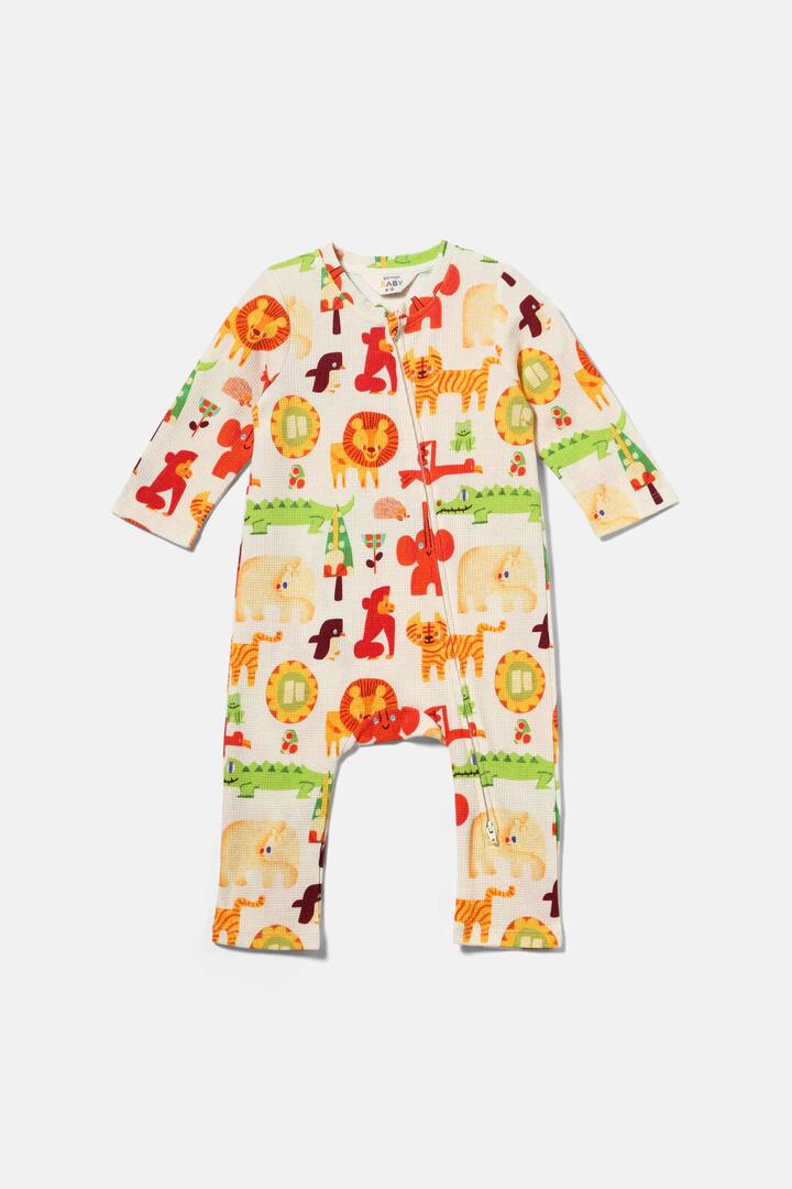 Image of Bodysuits. Product name - Animals Baby Onesie in Cream colour by brand - Gorman