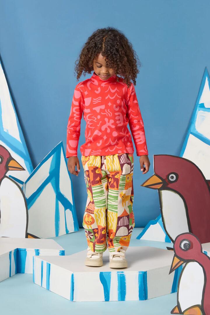 Image of a model wearing Pants. Product name - Abstract Circus Kids Pants in Multi colour by brand - Gorman