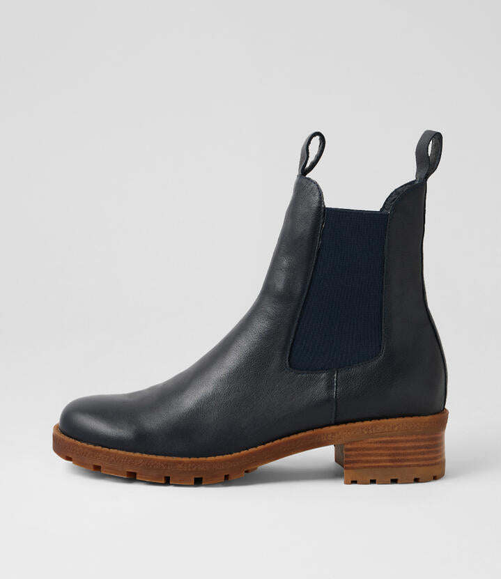 Image of Boots. Product name - Macinaw Navy Leather Chelsea Boots in Navy colour by brand - MIDAS