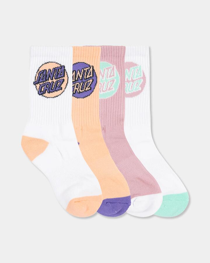 Image of Socks. Product name - Santa Cruz Girls 8-16 Other Dot 4 Pack Crew Socks Multi in Multi colour by brand - Santa Cruz