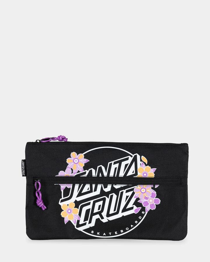 Image of Accessories. Product name - Santa Cruz Blooming Stack Dot Pencil Case Black in Black colour by brand - Santa Cruz