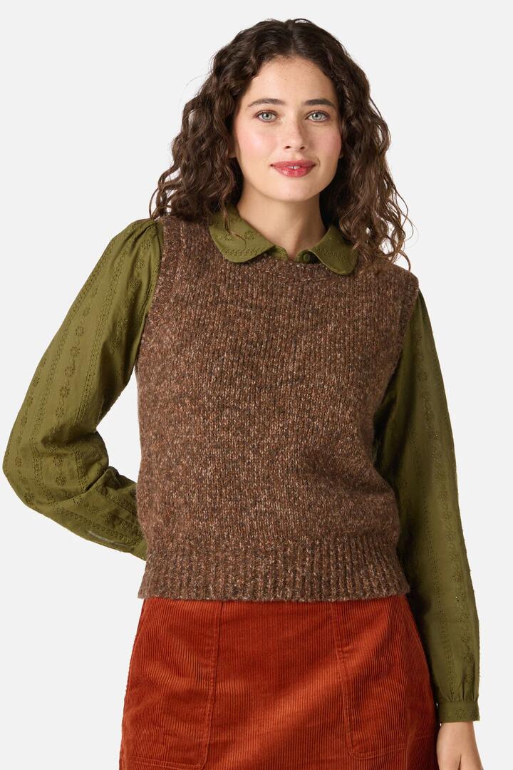 Image of Coats & Jackets. Productname: Cute Cozy Wool Blend Vest in Chocolate colour by brand - Princess Highway