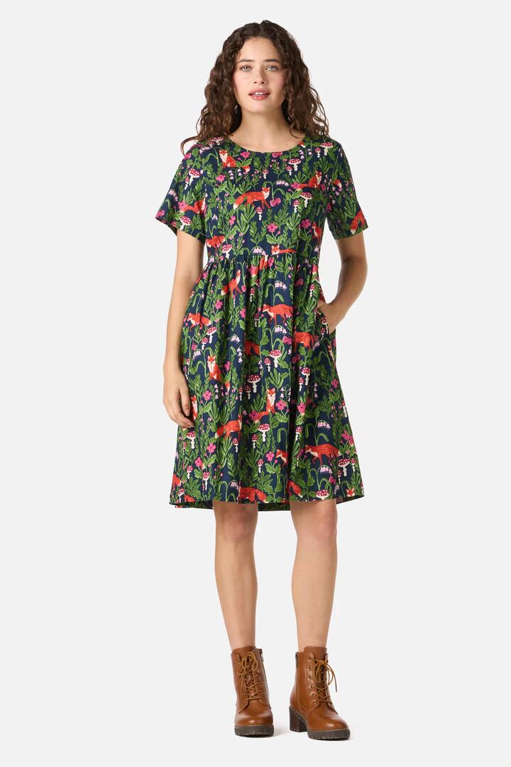 Image of Dresses. Productname: Fancy Foxes Smock Dress in Navy colour by brand - Princess Highway