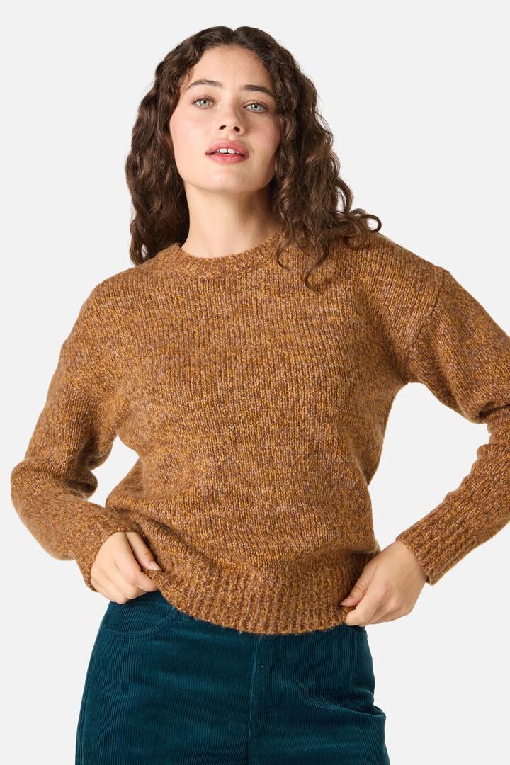 Image of a model wearing Outerwear. Productname: Cute Cozy Wool Blend Jumper in Toffee colour by brand - Princess Highway