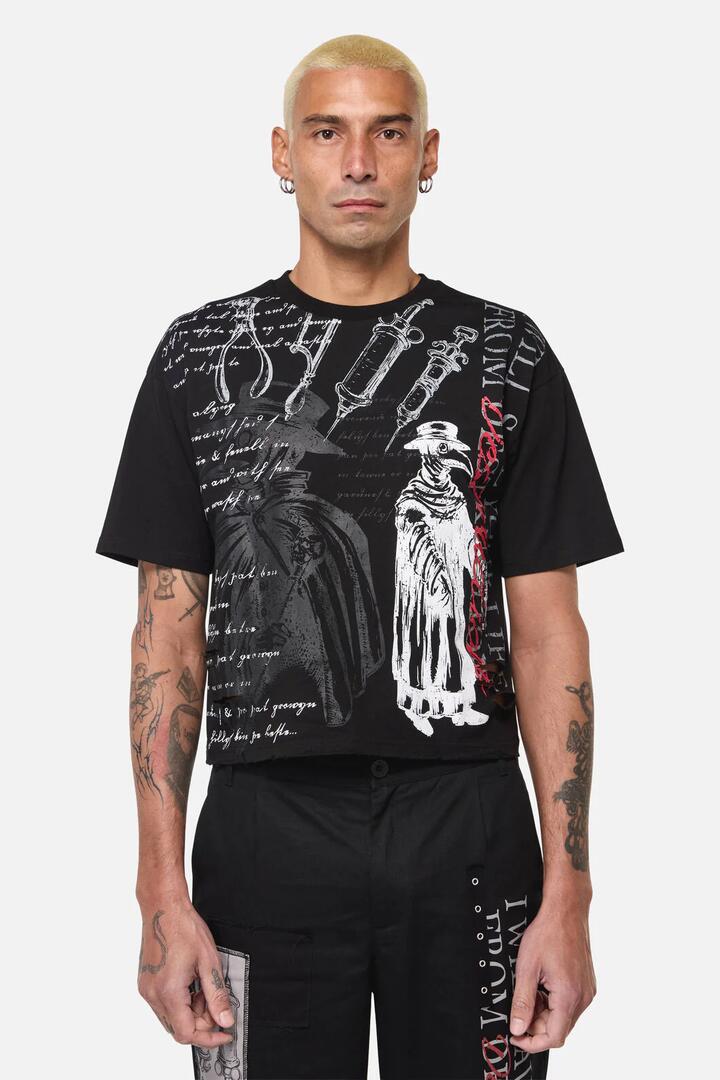 Image of T-Shirts. Productname: Plague Doctor Distressed Tee in Black colour by brand - Black Friday