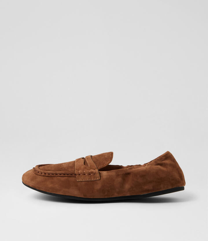 Image of Flats. Product name - Willbe Deep Brown Leather Loafers in Deep Brown colour by brand - MOLLINI