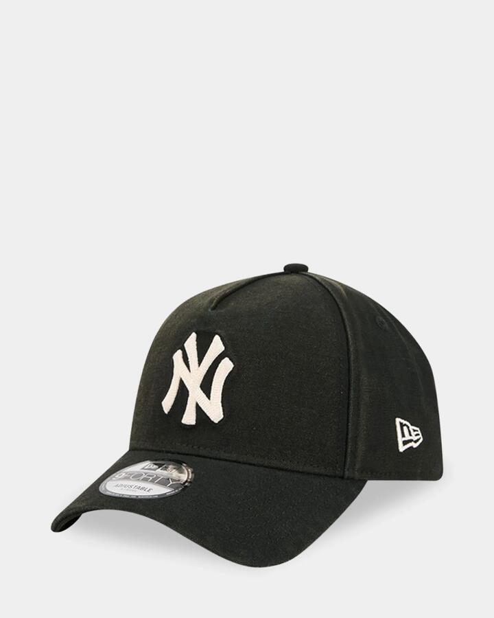 Image of Hats. Product name - New Era 9Forty A-Frame New York Yankees Cap Black in Black colour by brand - New Era