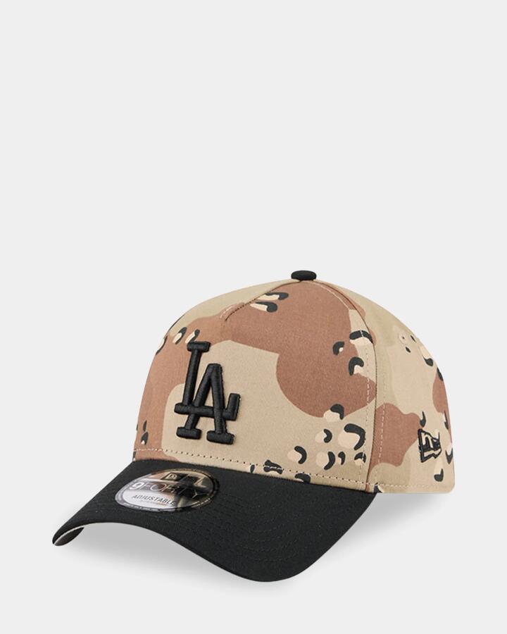 Image of Hats. Product name - New Era 9Forty A-Frame Los Angeles Dodgers Cap Claypan Camo in Claypan Camo colour by brand - New Era