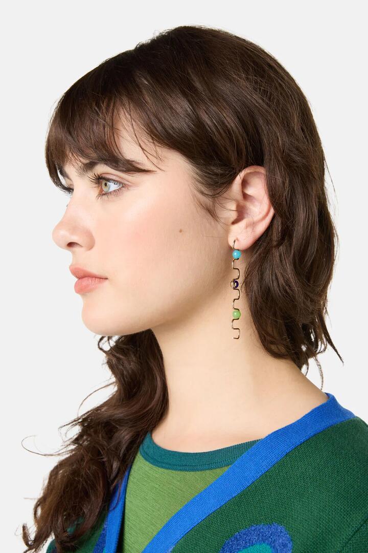 Image of Earrings. Product name - Squiggle Earrings in Multi colour by brand - Gorman