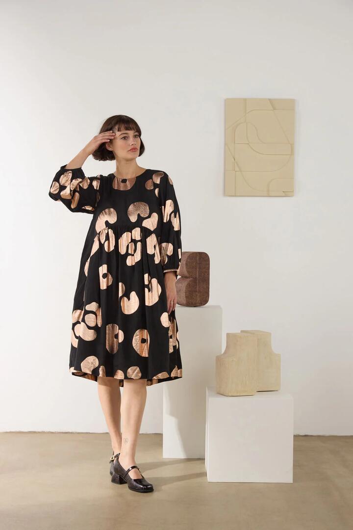 Image of Dresses. Product name - Leo Rising Foil Dress in Print colour by brand - Gorman