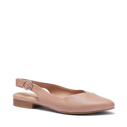 Image of Flats. Product name - Enya Almond Vegan Flats in Tan colour by brand - Novo