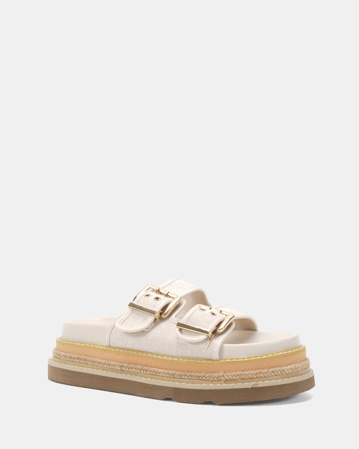 Image of Sandals. Product name - Samaira Linen Sandals in Neutral colour by brand - Novo