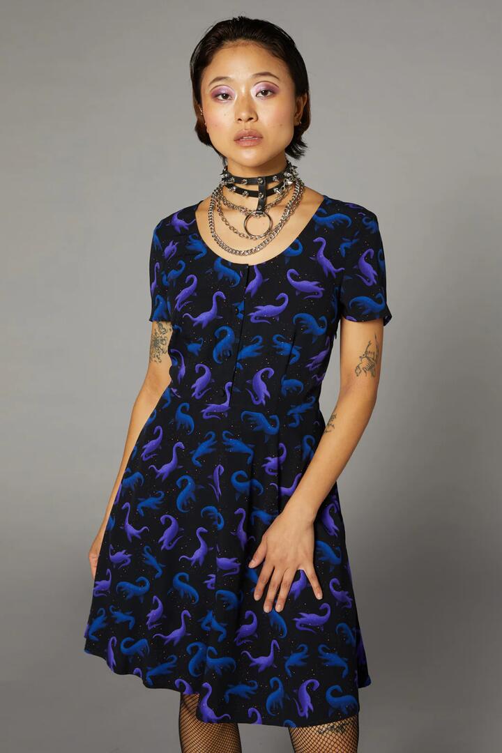 Image of Dresses. Product name - Nessie Print Dress in Black colour by brand - Black Friday