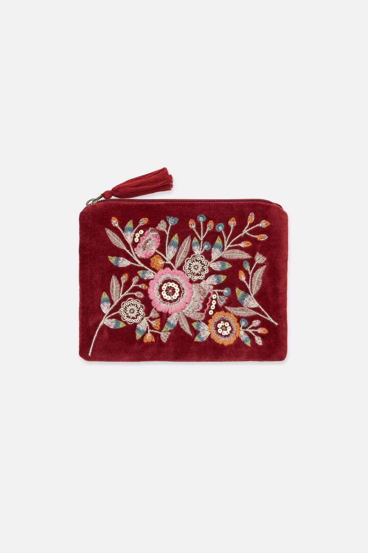 Image of Bags. Productname: Wine Velvet Makeup Pouch in Wine colour by brand - Princess Highway