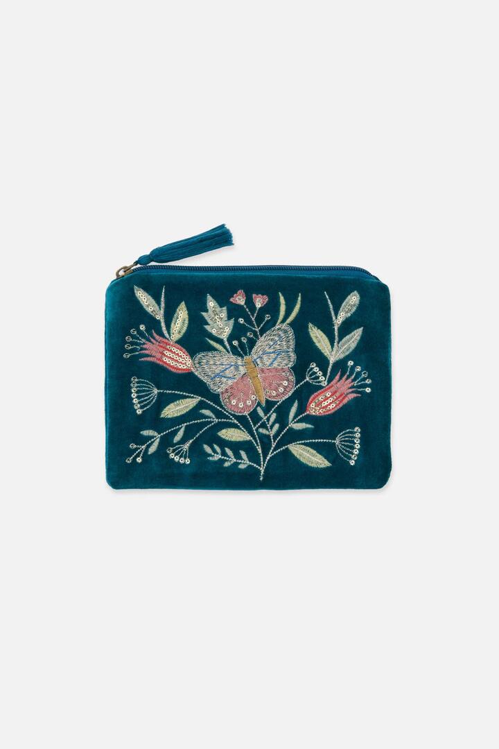Image of Bags. Productname: Teal Velvet Makeup Pouch in Teal colour by brand - Princess Highway