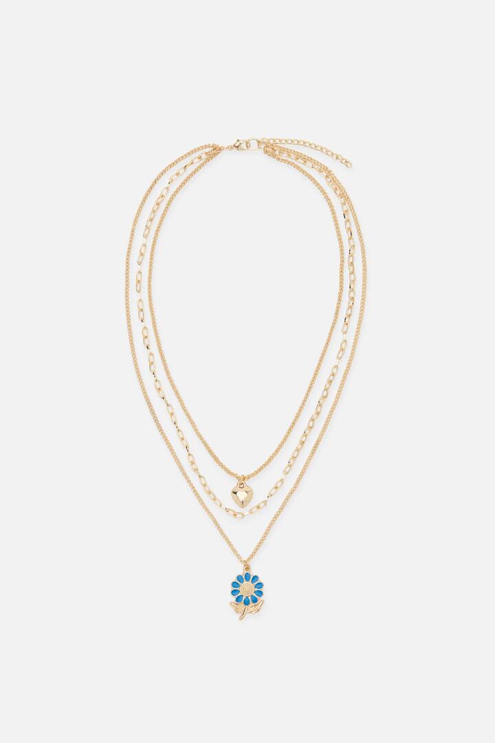 Image of Necklaces. Productname: Heart Daisy Necklace Set in Gold colour by brand - Princess Highway