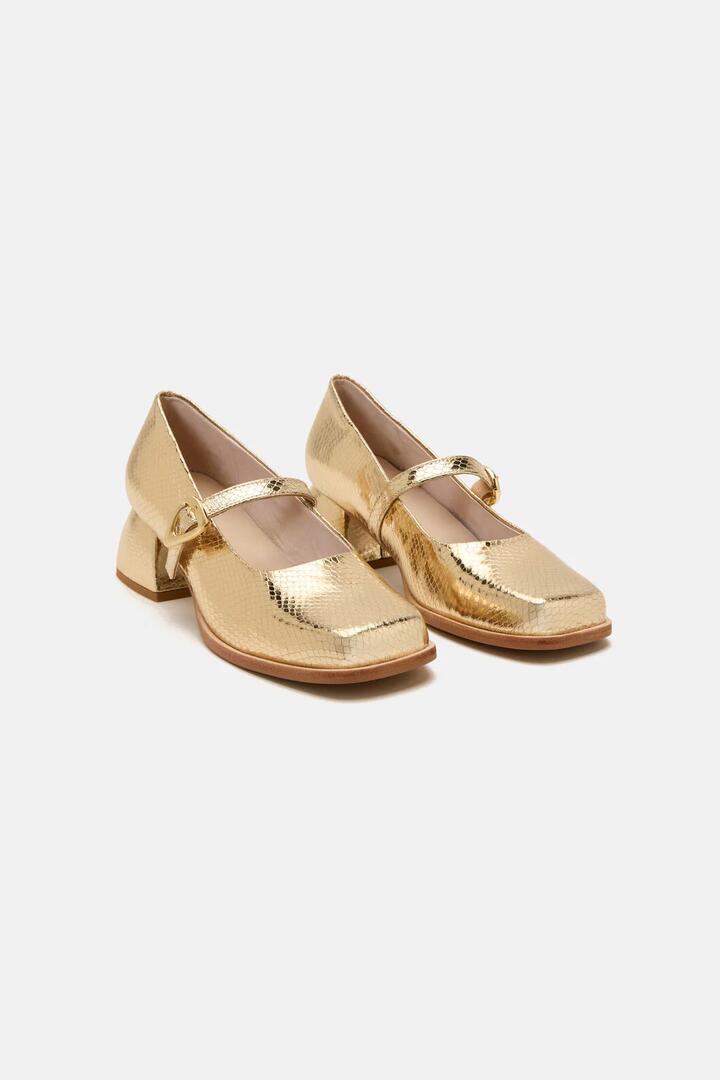 Image of Heels. Product name - Henrietta Heel Gold in Gold colour by brand - Gorman
