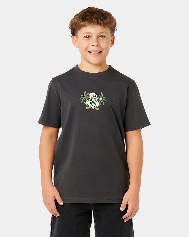 Image of T-Shirts. Product name - Rip Curl Boys 8-16 Sunset Sesh Logo T-Shirt Washed Black in Washed Black colour by brand - Rip Curl